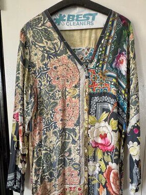 Johnny Was Silk Duster Patchwork Large